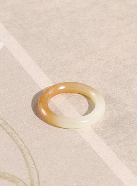 和田玉且末糖白14号戒指叠戴款