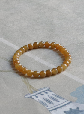 天然和田玉糖玉圆珠手链