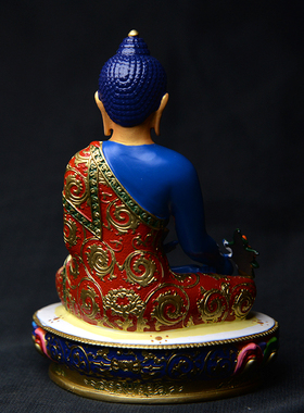 吉祥神像纯铜彩绘精工供奉药师佛