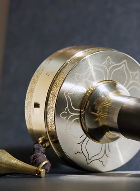 藏式转经简右挽狂澜纯铜转金轮