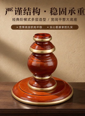 藏式橡木手摇转筒底座特大摆件