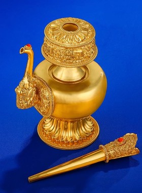 纯银镀金手工贲巴壶密宗供具