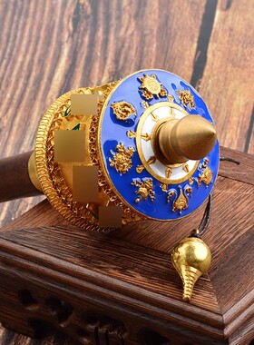 纯铜八吉祥彩绘绿度母手摇转金轮