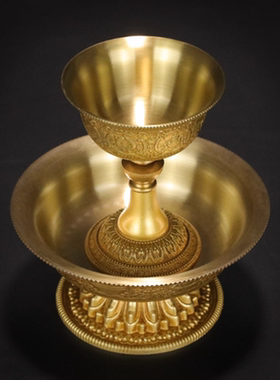 慧宝黄铜八吉祥西藏传统护法杯