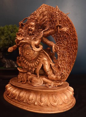 西藏纯红铜六臂玛哈嘎啦佛像8寸