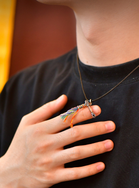 藏式民族风铜银格萨尔王权杖吊坠