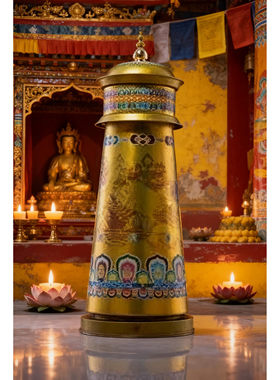 文殊藏传插电唐多括罗五行电动转金轮财神绿度母药师观音装饰摆件