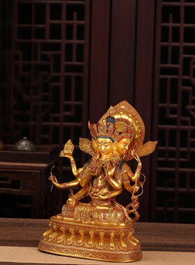 藏式黄铜精工尊胜佛母家居摆件
