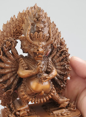 藏式紫铜吉祥天母大威德铜像摆件