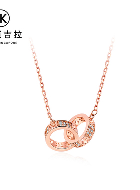 LUCKY KILA幸运吉拉轻奢品牌18K镀金双圆环项链显白毛衣链短链