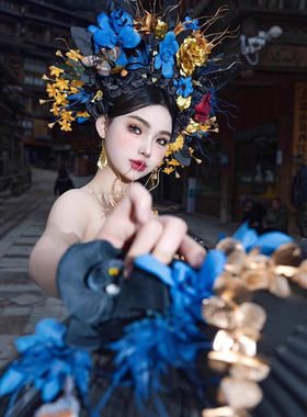 成品泉州浔浦女簪花头饰民族风头簪高端仿真鲜花发箍簪花新款头饰