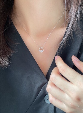 一汪清泉925纯银锁骨链圆形银饰