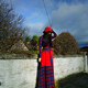 This shore singing original navy blue and red plaid dress