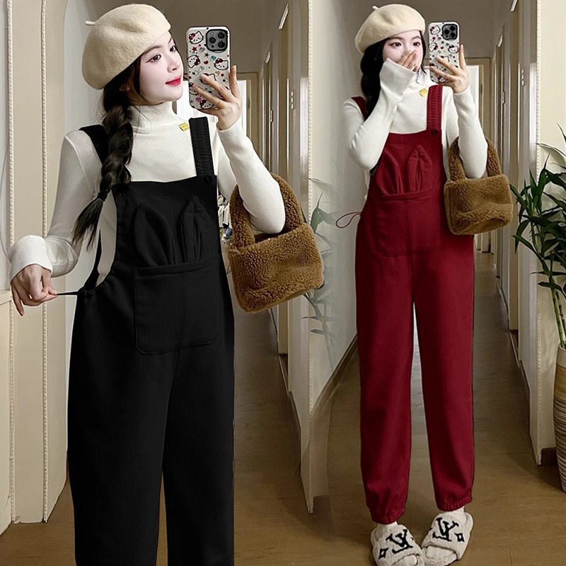 孕妇背带裤秋冬款外穿灯芯绒休闲裤加厚保暖加绒连体吊带冬季裤子,淘宝优惠券,粉丝福利购,淘宝优惠卷