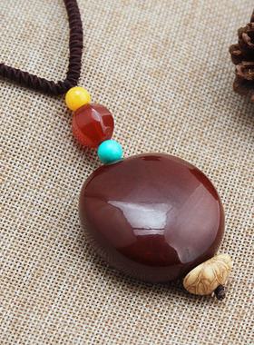 简约复古文艺棉麻女装挂件民族风项链女长款毛衣链菩提吊坠配衣服