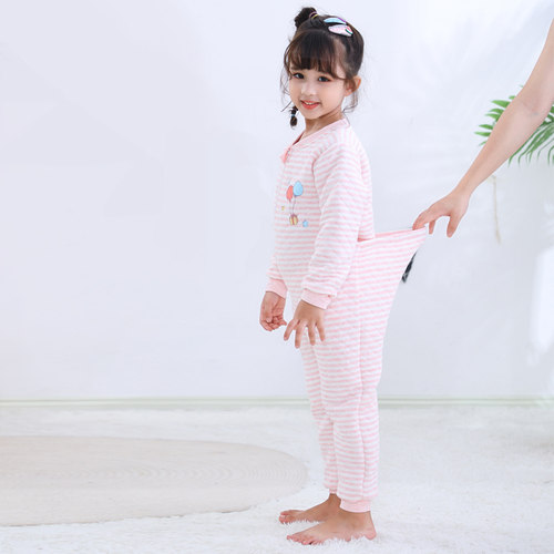 儿童连体睡衣冬保暖大码卡通男童女孩护肚夹层薄棉后腰如厕家居服 - 图2