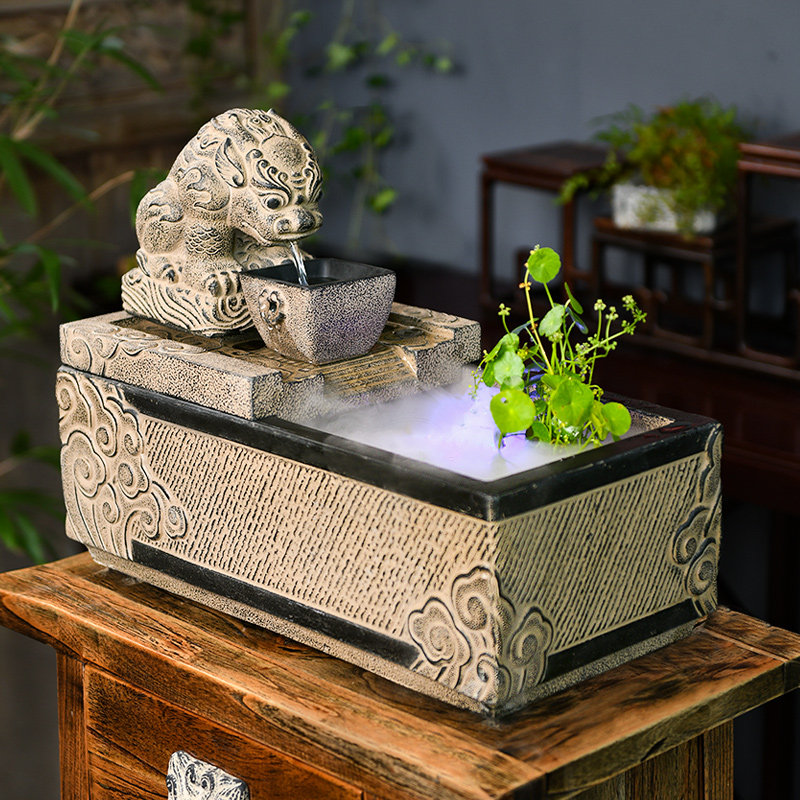 生财循环流水鱼缸吸水兽长方形人造石槽鱼缸室内水系景观流水摆件,淘宝优惠券,粉丝福利购,淘宝优惠卷