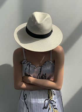 草帽出游日系女夏季平檐