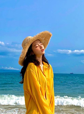 草帽海边欧美女春夏大帽檐