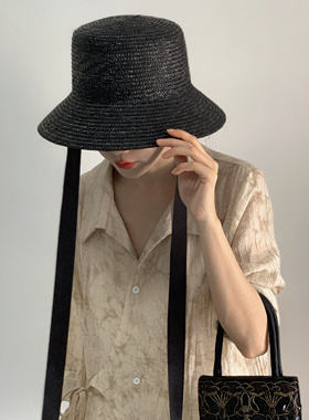 草帽出游日系女春夏盆型