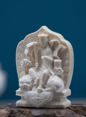 守艺男猛犸象牙纯手工雕牌子挂件