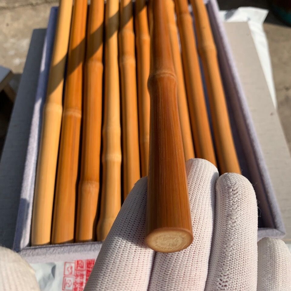 于谦同款实心玉竹高密竹料老料文玩手把件雕刻竹节竹棍红皮料_虎窝淘