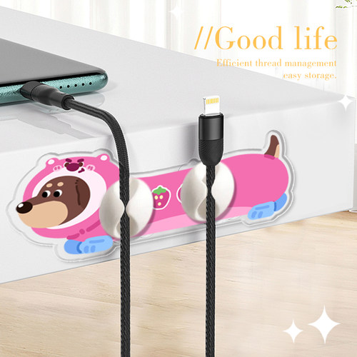 卡通腊肠狗理线器家用多功能电线整理神器可爱充电数据电线固定器 - 图0
