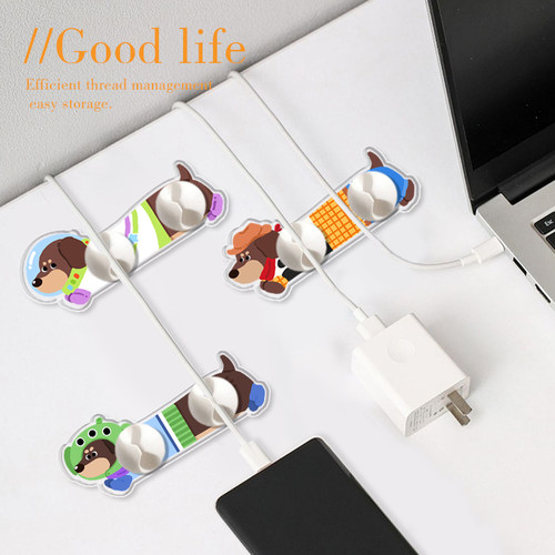 卡通腊肠狗理线器家用多功能电线整理神器可爱充电数据电线固定器 - 图2