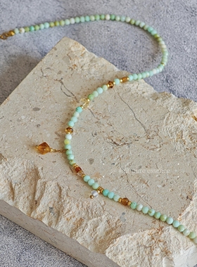 素蕴｜天然石琉璃串珠原创手工项链 清新配色 通勤百搭不撞款