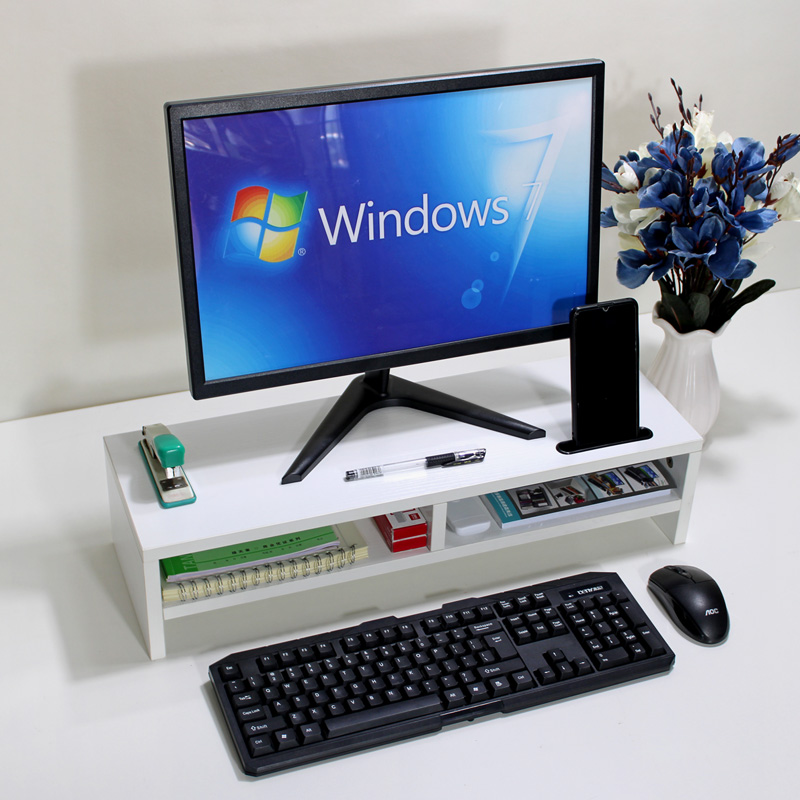 电脑显示器增高置物架键盘收纳桌面屏幕支架单双层带卡槽60厘米长-图0