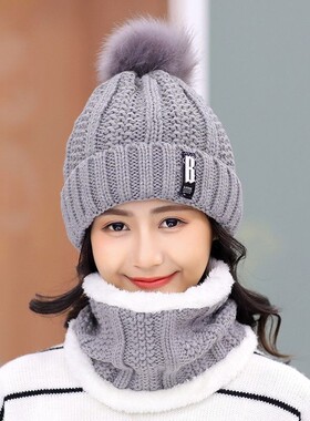 帽子女秋冬天韩版潮保暖冷帽冬季百搭加绒潮骑车防寒风针织毛线帽