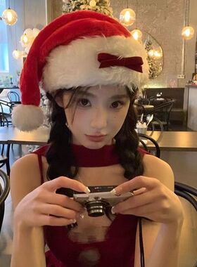 Christmas hat, bow, Christmas hat, cosplay clothing, women'