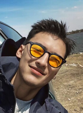 2024新款黑框黄片太阳镜女时尚网红偏光墨镜男复古圆框太阳眼镜