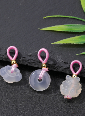 天然荔枝冻白玛瑙吊坠小提溜挂件