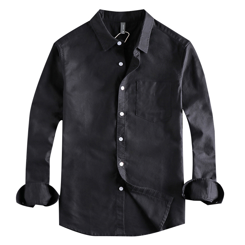 八个色 水洗牛津纺面料基础简约口袋长袖衬衫男 春夏新款休闲上衣 - 图3