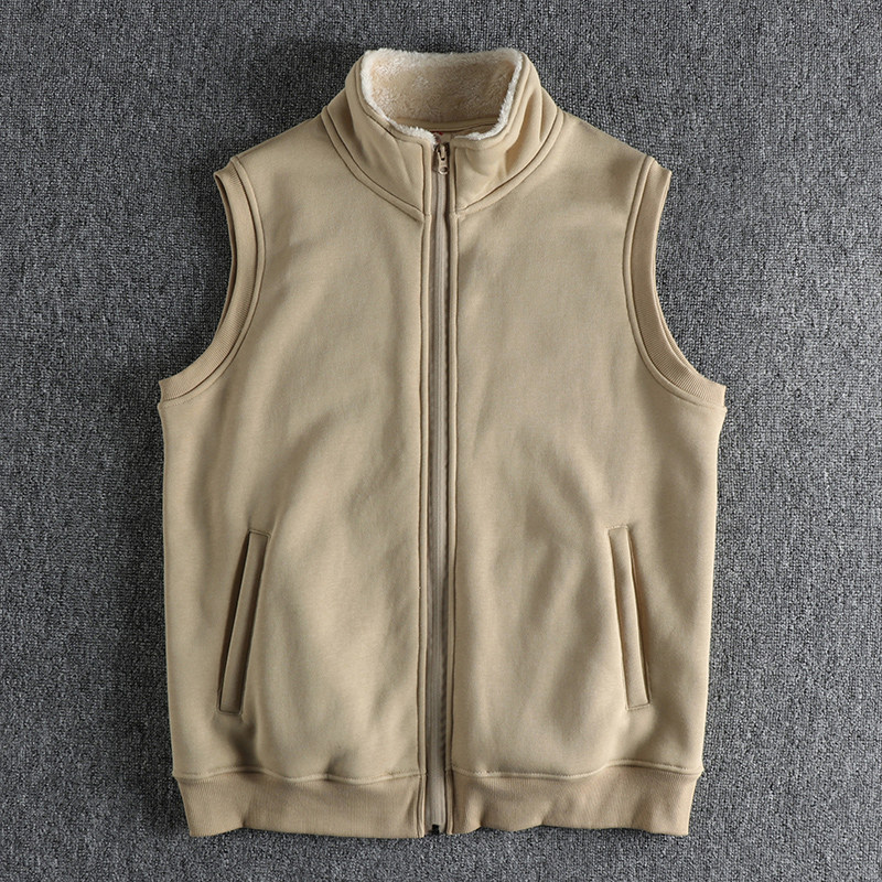 日系复古高街潮流马甲外套男 保暖立领冬季加绒加厚纯色无袖背心,淘宝优惠券,粉丝福利购,淘宝优惠卷