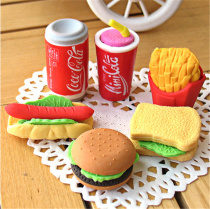 Creative Fast Food Series Erasers Independent Packaging Fries Burger Hot Dog Cola Rubber Cartoon Stationery Gift