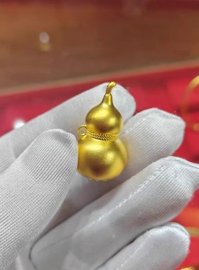 金包银葫芦项链女底部福字镂空吊坠男情侣款挂件毛衣链礼物送女友