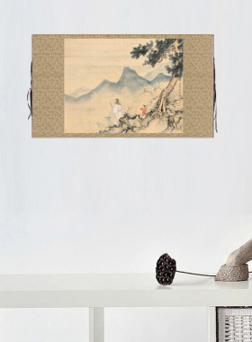 陈少梅 策杖图 仿古画古代名画真迹复制品挂轴卷轴国画名家山水画