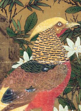 元 王渊 花竹锦鸡图 仿古画名画真迹复制品古代中式卷轴玄关山水
