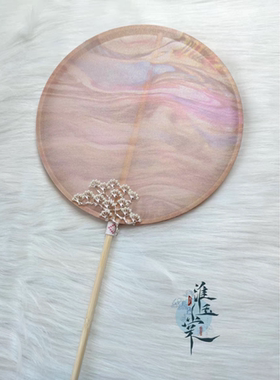 长柄团扇宫扇浮光幻彩唐风古风汉服道具手工双面成品跳舞