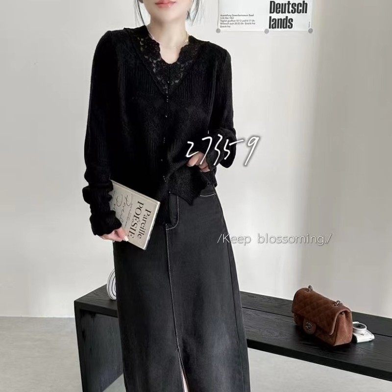 欧洲站高端法式羊毛蕾丝打底衫秋冬新款下摆开叉白色毛衣气质女款,淘宝优惠券,粉丝福利购,淘宝优惠卷