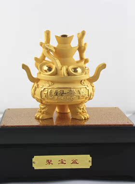 绒沙金聚宝盆客厅电视酒柜装饰品