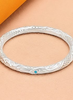 哪吒乾坤圈纯银手镯足银999男女款手环实心小众情侣镯子礼物爆款