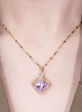 设计感紫色几何钢铁项链女新款气质锁骨链轻奢颈链秋冬高级高颜值