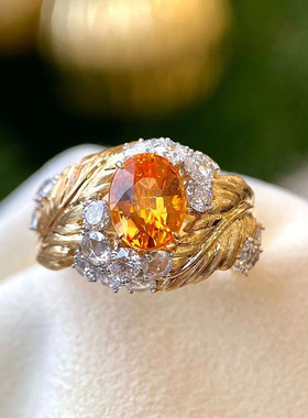 意大利布拉提织纹雕金羽毛拉丝金工艺芬达色心中的太阳黄指女