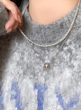 双层波光粼粼豆豆卫衣链女夏天搭配项链毛衣链甜酷百搭长款配饰潮