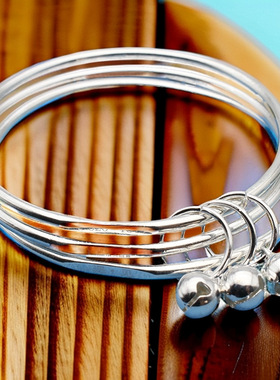 新款铜镀银三生三世手镯刻520轻奢风高级感铃铛手环小众设计饰品