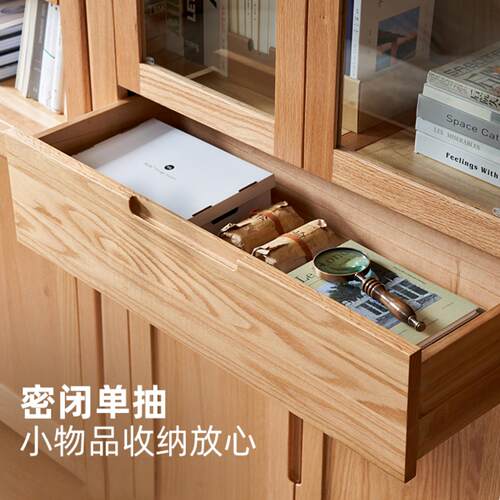 实木书柜多层置物柜北欧靠墙柜子客厅书橱橡木组合收纳柜 - 图2