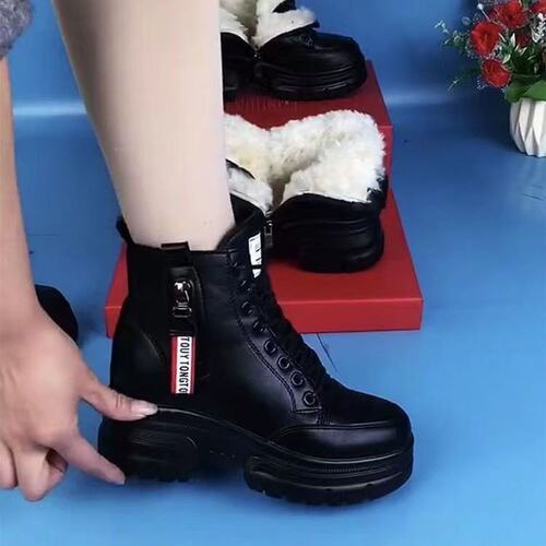 品牌断码清仓真皮雪地靴女皮毛一体冬季加绒加厚东北棉鞋羊毛靴 - 图1
